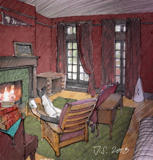 Early Compsition Study for the FDR Suite; all rightsreserved, jeff stikeman architectural art